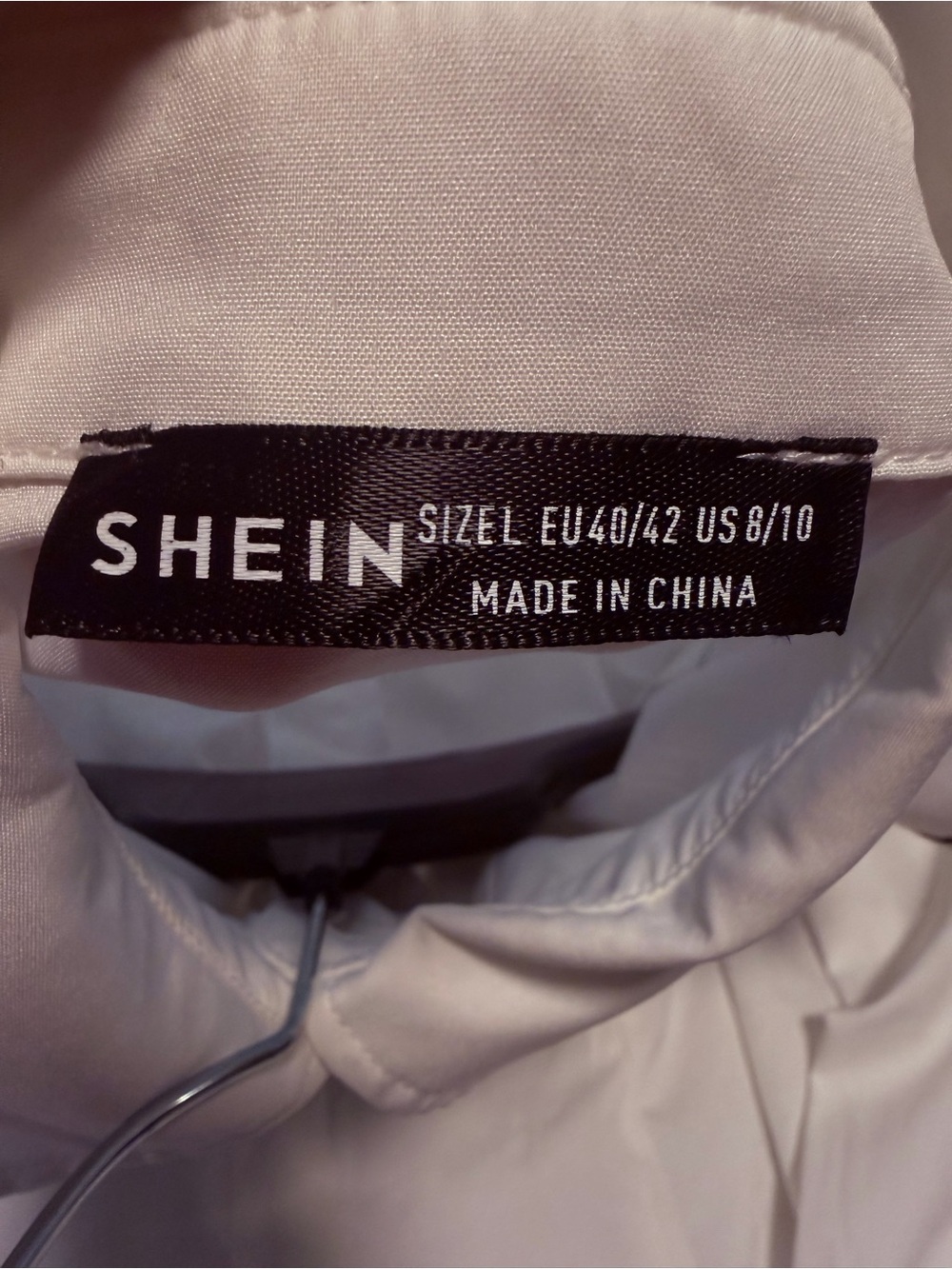 SHEIN White Ruffle Button-Down Blouse with Black Trim - Picture 10 of 11
